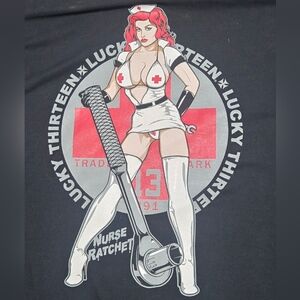 Lucky Thirteen Nurse Ratchet Graphic Button Down Shirt Mens Sz XXL Biker Metal